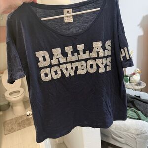 Dallas Cowboys Navy Victoria’s Secret PINK T-Shirt size small with rhinestones